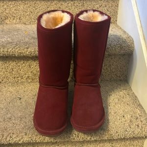 Bear paw tall shearling boots Burgundy women’s Size 9